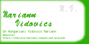 mariann vidovics business card